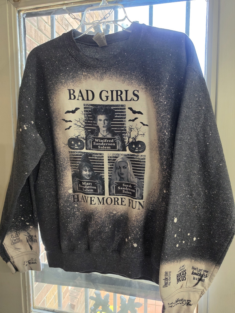 Hocus Pocus Halloween Bad Girls Have More Fun Sweatshirt - Black & White